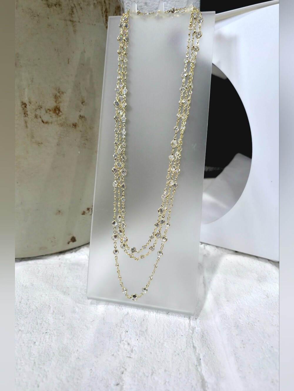 14K Gold Plated Sterling Silver CZ Layered Necklace | Convertible Multi-Way Neck